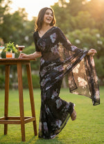 Load image into Gallery viewer, Beautiful Digital Print Soft Siri Chiffon Saree