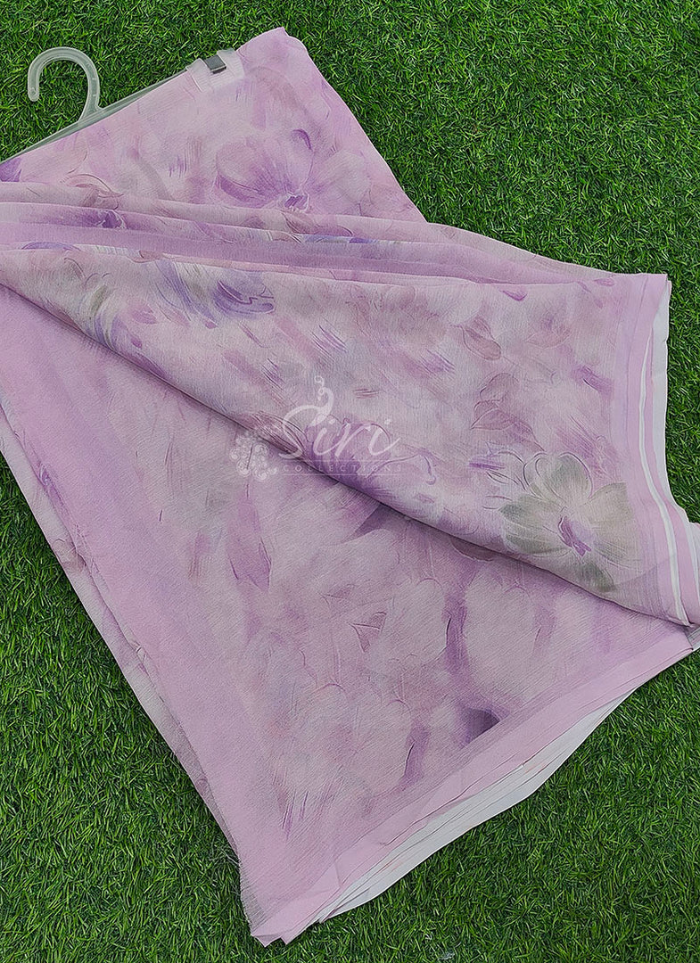 Beautiful Digital Print Soft Siri Chiffon Saree with Blouse