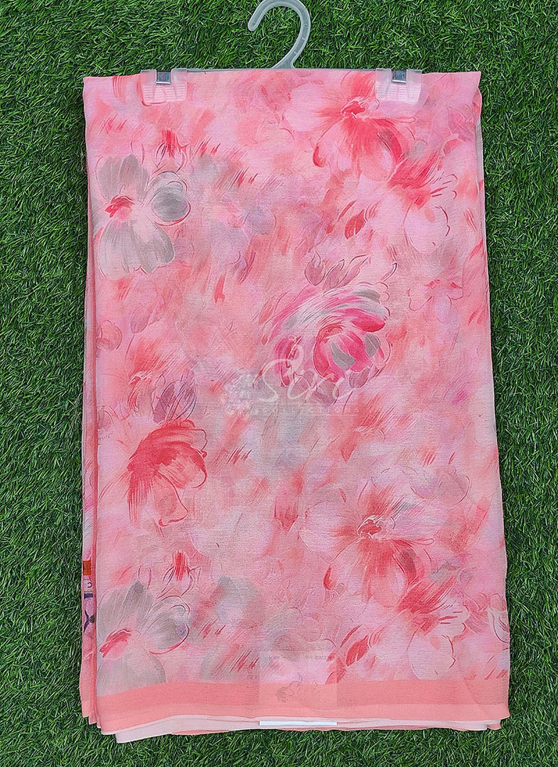 Beautiful Digital Print Soft Siri Chiffon Saree with Blouse