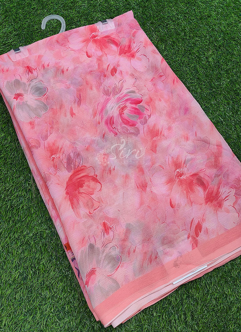 Beautiful Digital Print Soft Siri Chiffon Saree with Blouse