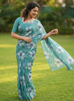 Load image into Gallery viewer, Beautiful Digital Print Soft Siri Chiffon Saree
