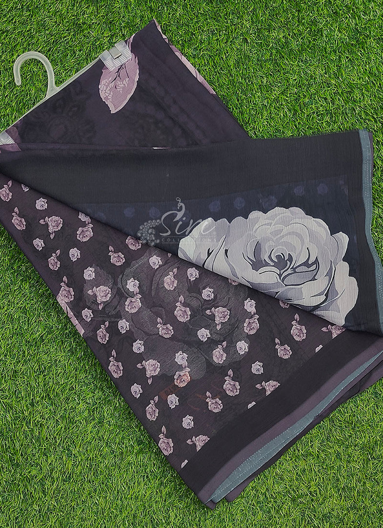 Beautiful Digital Print Soft Siri Chiffon Saree with Blouse
