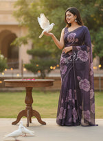 Load image into Gallery viewer, Beautiful Digital Print Soft Siri Chiffon Saree with Blouse