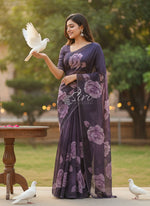 Load image into Gallery viewer, Beautiful Digital Print Soft Siri Chiffon Saree with Blouse