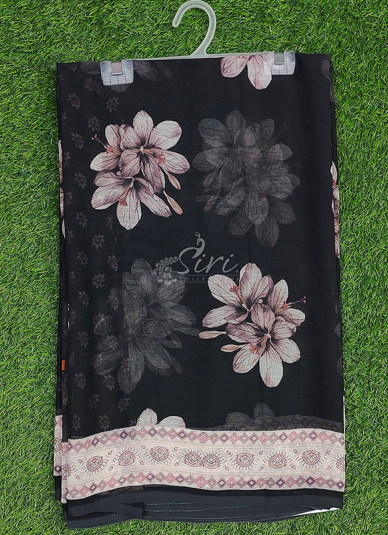 Beautiful Digital Print Soft Siri Chiffon Saree with Blouse