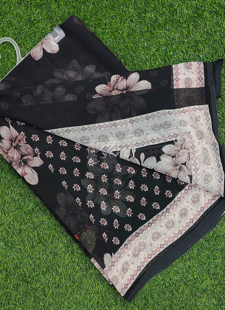 Beautiful Digital Print Soft Siri Chiffon Saree with Blouse