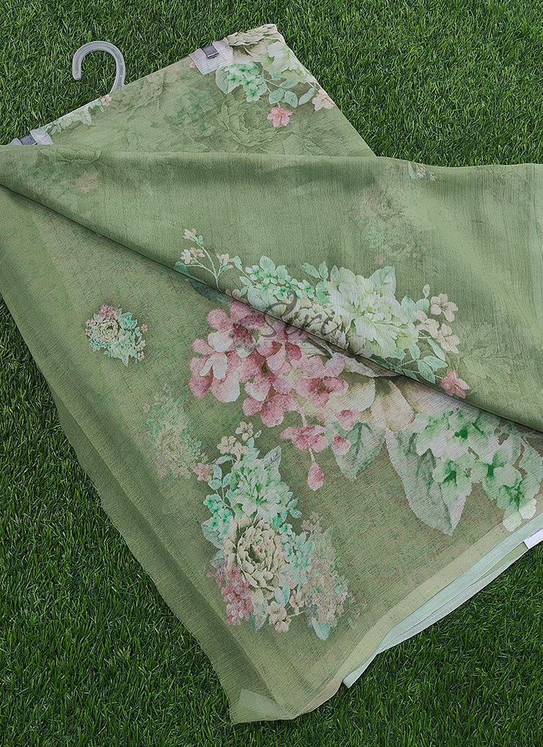 Beautiful Digital Print Soft Siri Chiffon Saree with Blouse