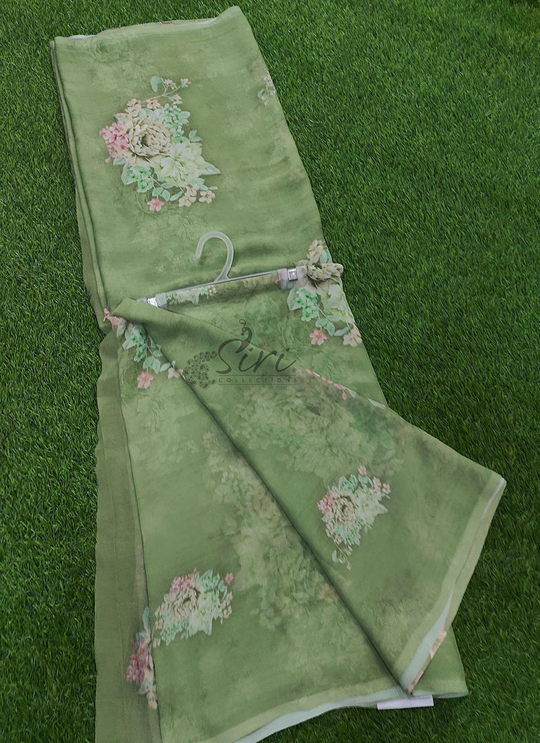 Beautiful Digital Print Soft Siri Chiffon Saree with Blouse