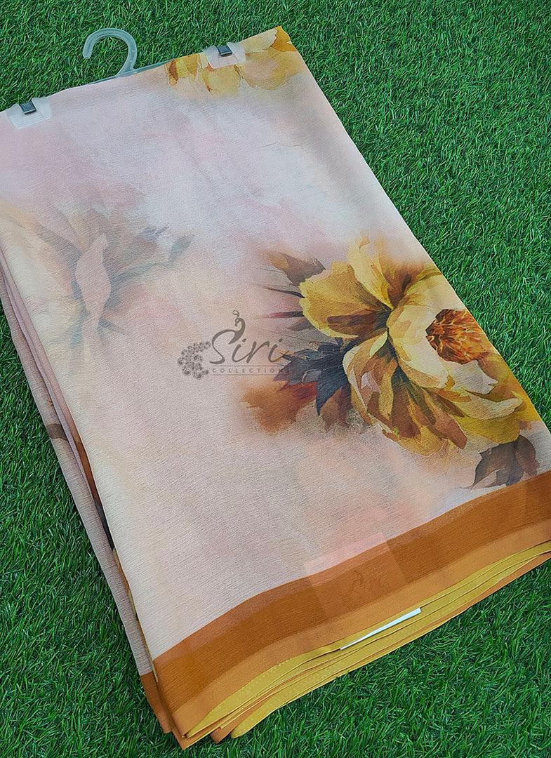 Beautiful Digital Print Soft Siri Chiffon Saree with Blouse