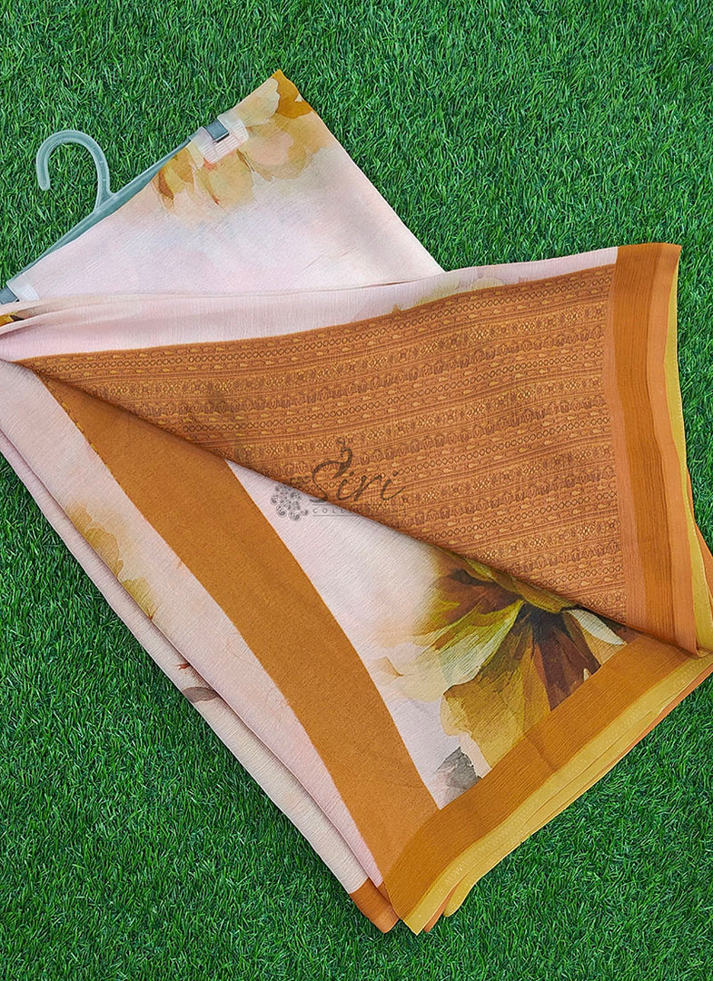 Beautiful Digital Print Soft Siri Chiffon Saree with Blouse