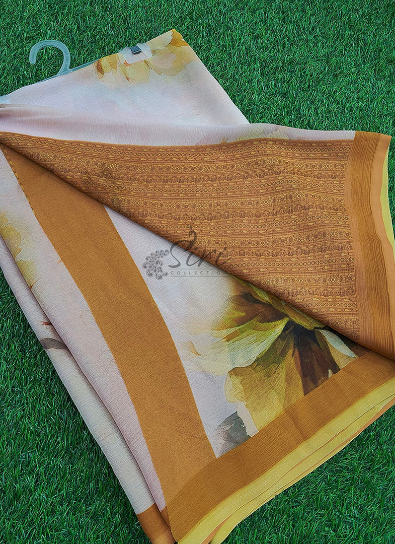 Beautiful Digital Print Soft Siri Chiffon Saree with Blouse