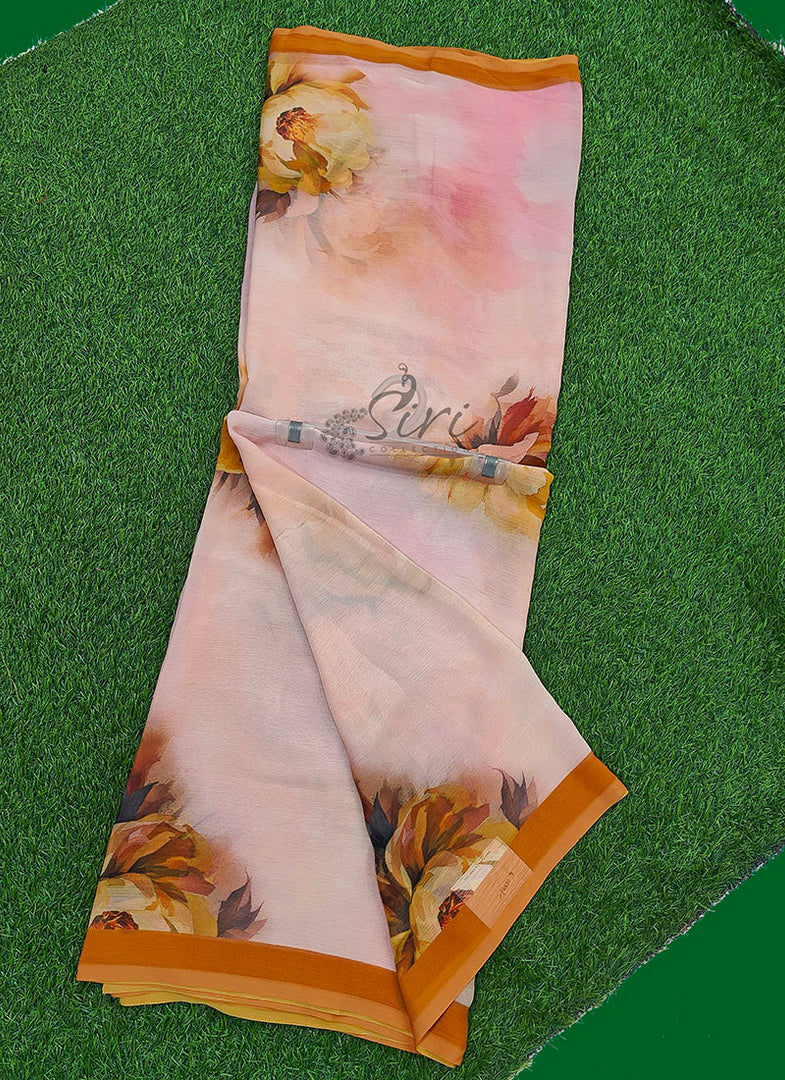 Beautiful Digital Print Soft Siri Chiffon Saree with Blouse
