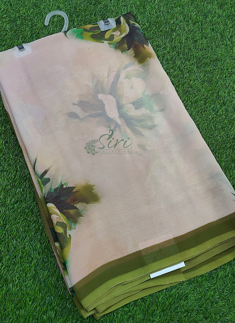 Beautiful Digital Print Soft Siri Chiffon Saree with Blouse