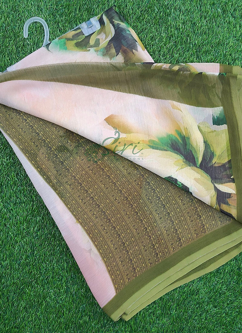 Beautiful Digital Print Soft Siri Chiffon Saree with Blouse