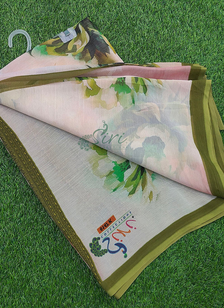 Beautiful Digital Print Soft Siri Chiffon Saree with Blouse