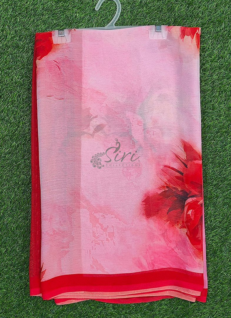 Beautiful Digital Print Soft Siri Chiffon Saree with Blouse
