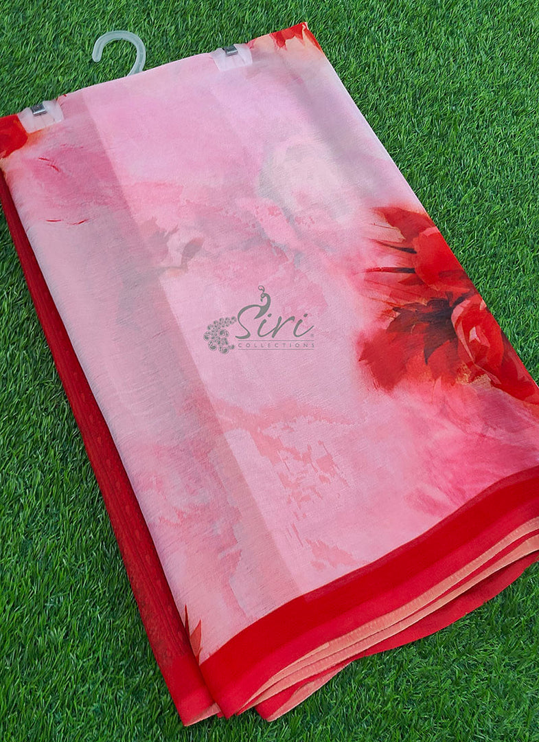 Beautiful Digital Print Soft Siri Chiffon Saree with Blouse
