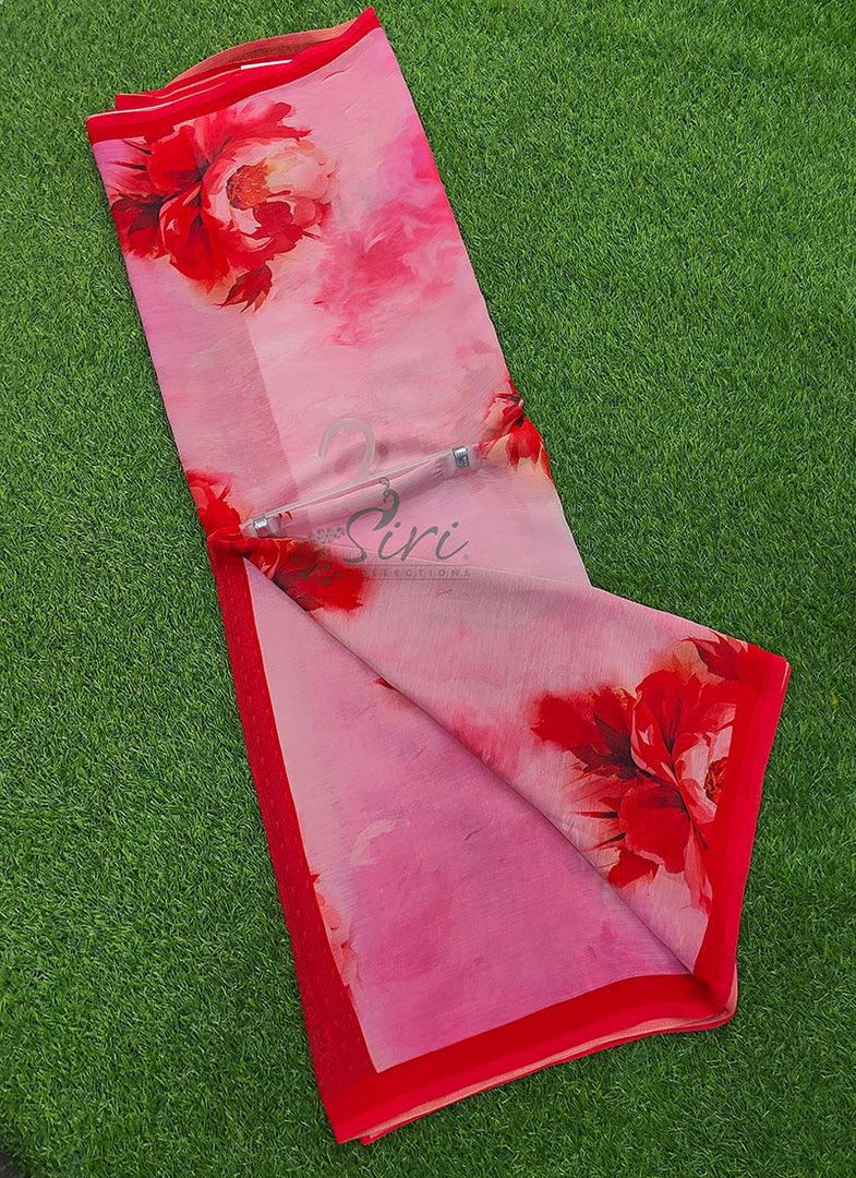Beautiful Digital Print Soft Siri Chiffon Saree with Blouse