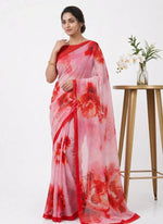 Load image into Gallery viewer, Beautiful Digital Print Soft Siri Chiffon Saree with Blouse