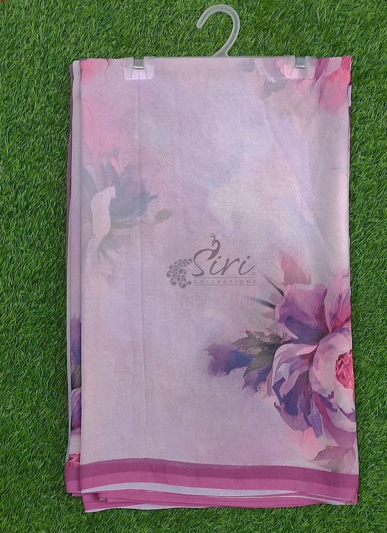 Beautiful Digital Print Soft Siri Chiffon Saree with Blouse