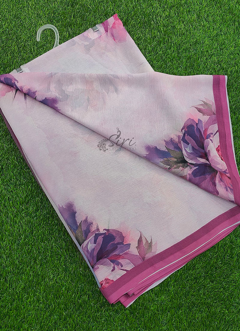 Beautiful Digital Print Soft Siri Chiffon Saree with Blouse