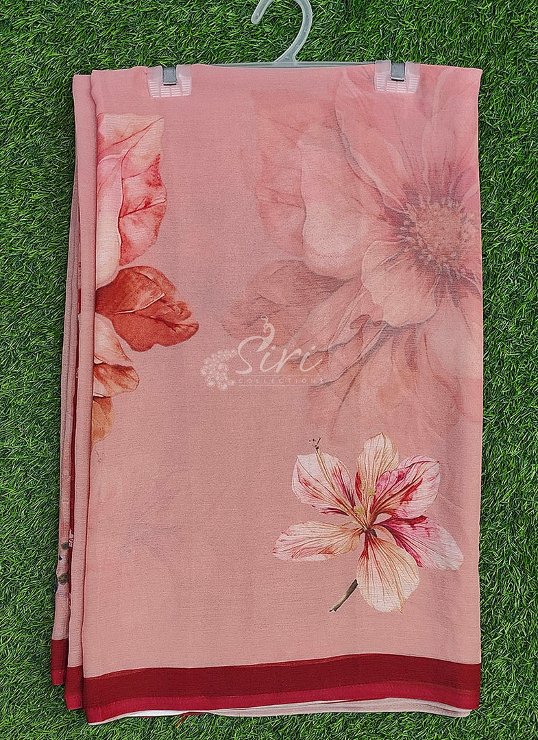 Beautiful Digital Print Soft Siri Chiffon Saree with Blouse