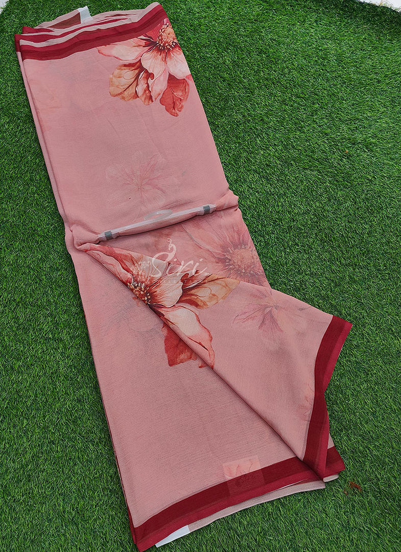 Beautiful Digital Print Soft Siri Chiffon Saree with Blouse