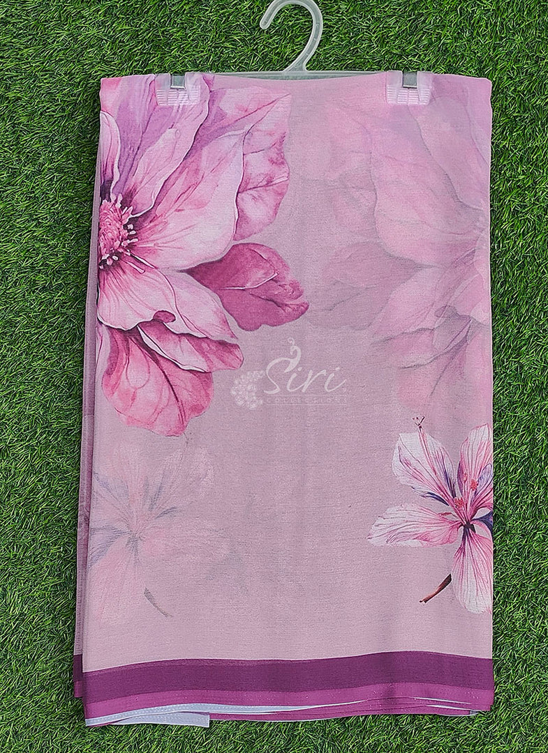 Beautiful Digital Print Soft Siri Chiffon Saree with Blouse
