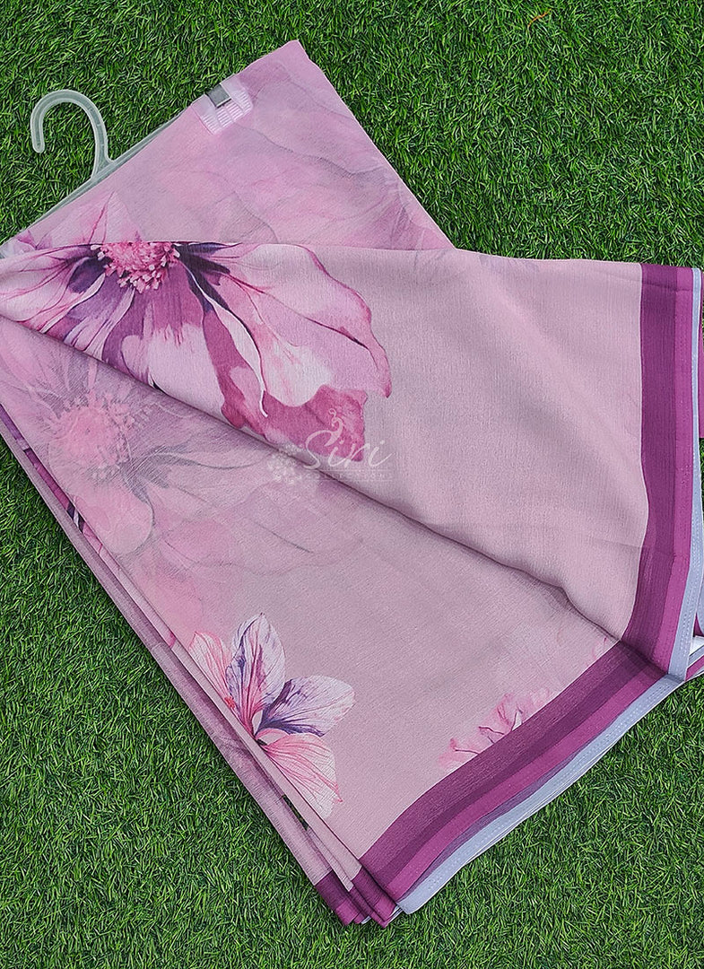 Beautiful Digital Print Soft Siri Chiffon Saree with Blouse