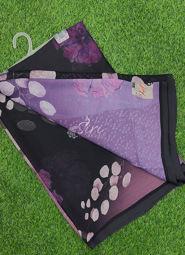 Beautiful Digital Print Soft Siri Chiffon Saree with Blouse
