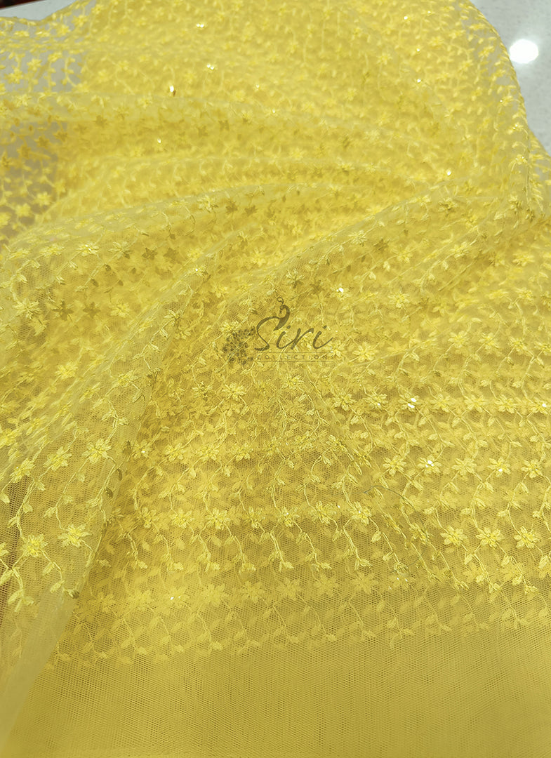 Partywear Net Fabric in Embroidery Sequins Work