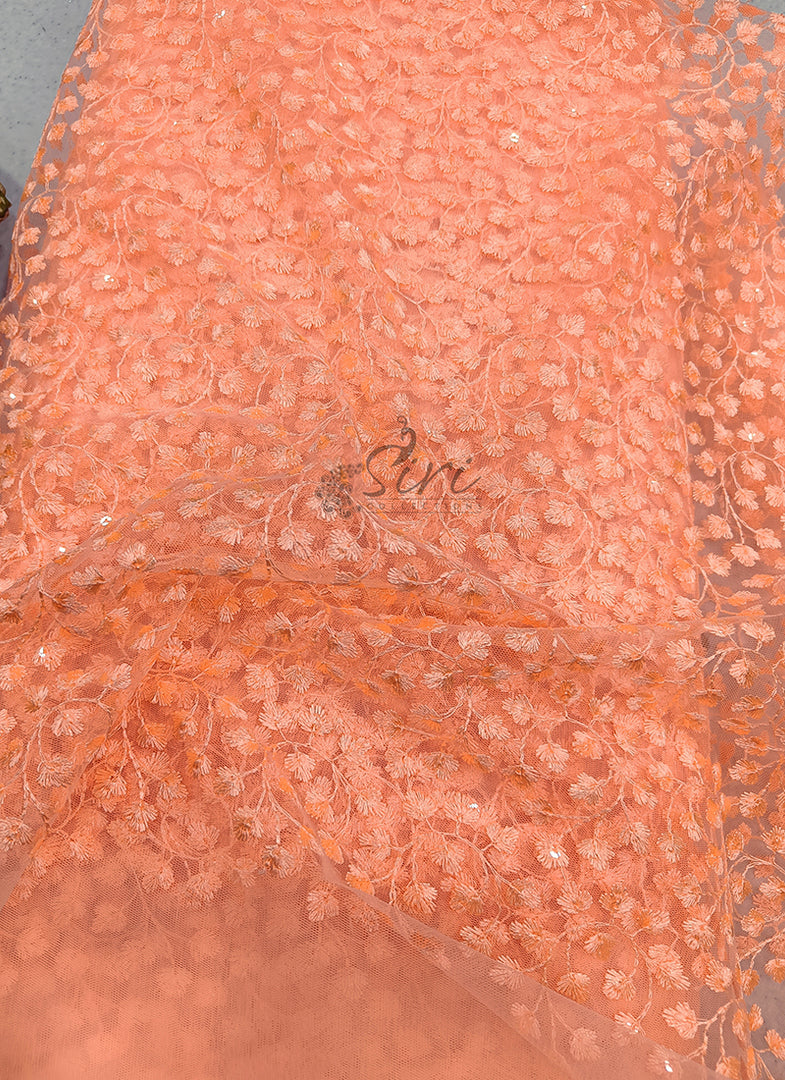 Partywear Net Fabric in Embroidery Sequins Work