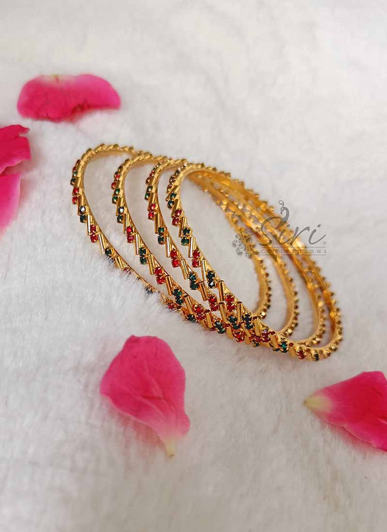 Beautiful Set of Four Bangles in Stones