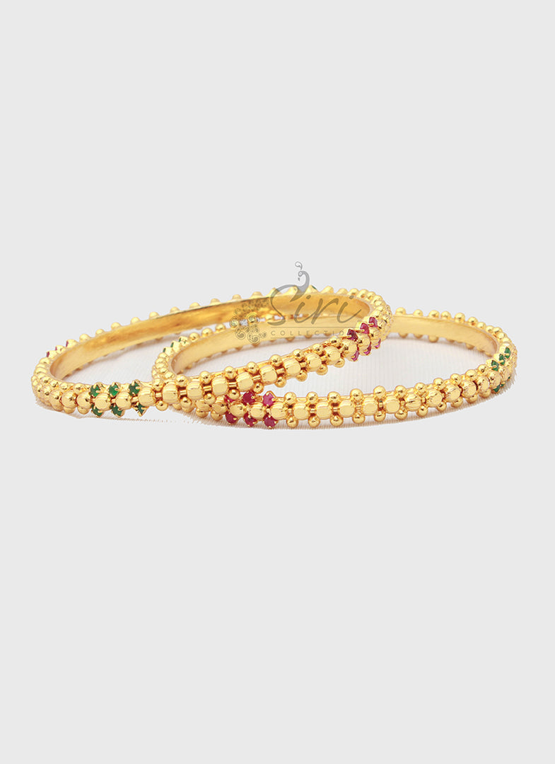 Designer Pair of Bangles in Gold Micro Polish