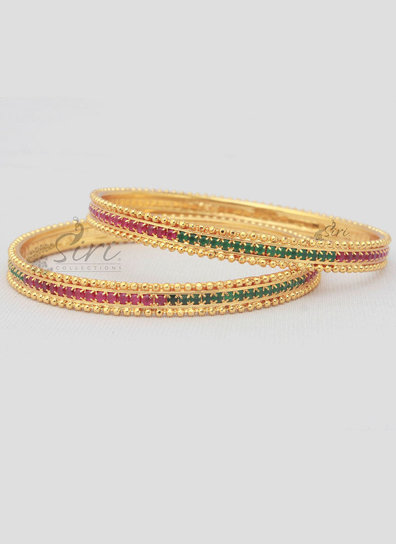 Designer Pair of Bangles in Gold Micro Polish