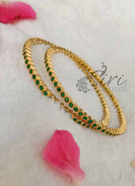 Load image into Gallery viewer, Beautiful Pair of Bangles in Small Emeralds