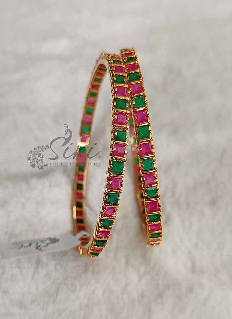 Beautiful Pair of Bangles in Multi Stone