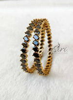 Load image into Gallery viewer, Designer Pair of Black Stone Bangles