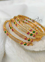 Load image into Gallery viewer, Beautiful Multi Stone Gold Micro Polish Bangles
