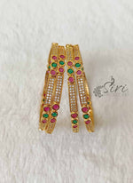 Load image into Gallery viewer, Beautiful Multi Stone Gold Micro Polish Bangles