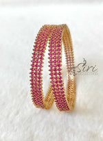 Load image into Gallery viewer, Designer Pair of Bangles in Small Ruby Stones