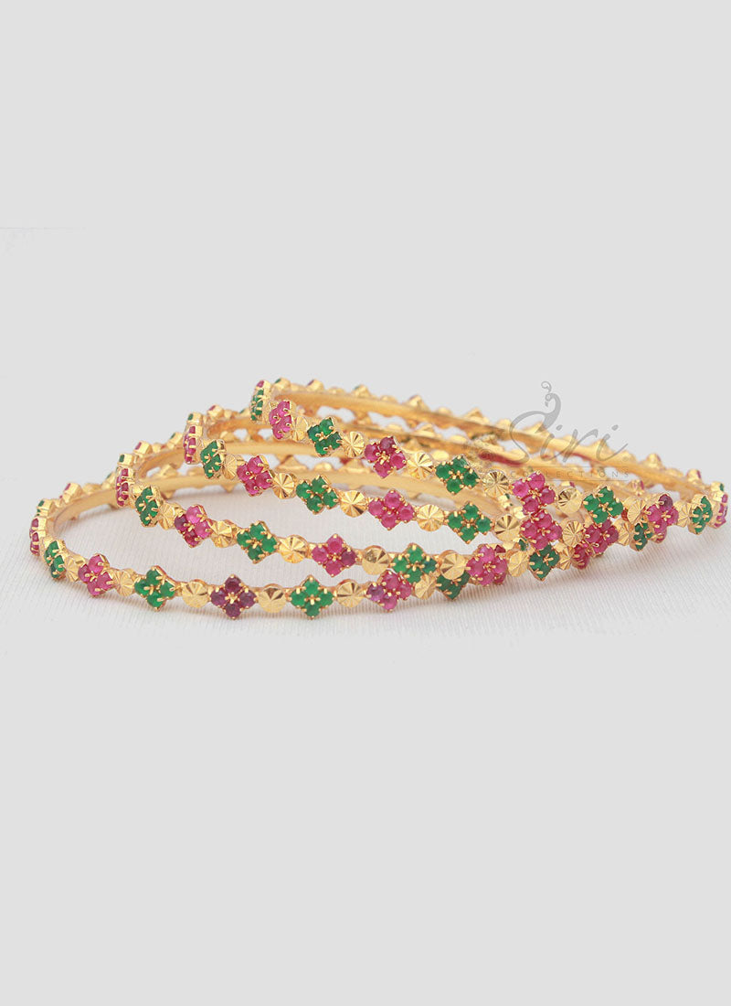 Designer Set of Four Bangles in Multi Stones Siri Collections