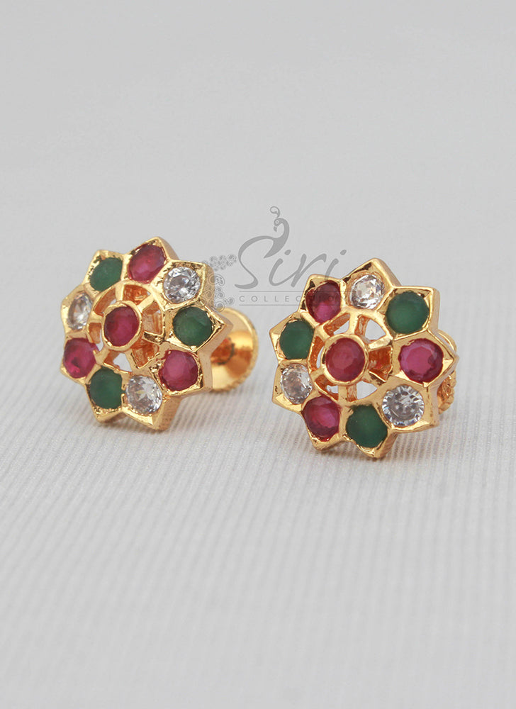 Multi Stone Traditional Studs Earrings
