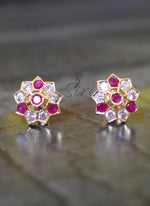 Load image into Gallery viewer, Ruby CZs Traditional Studs Earrings