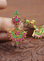 Load image into Gallery viewer, Emerald Ruby Micro Polish Gold Plated Earrings
