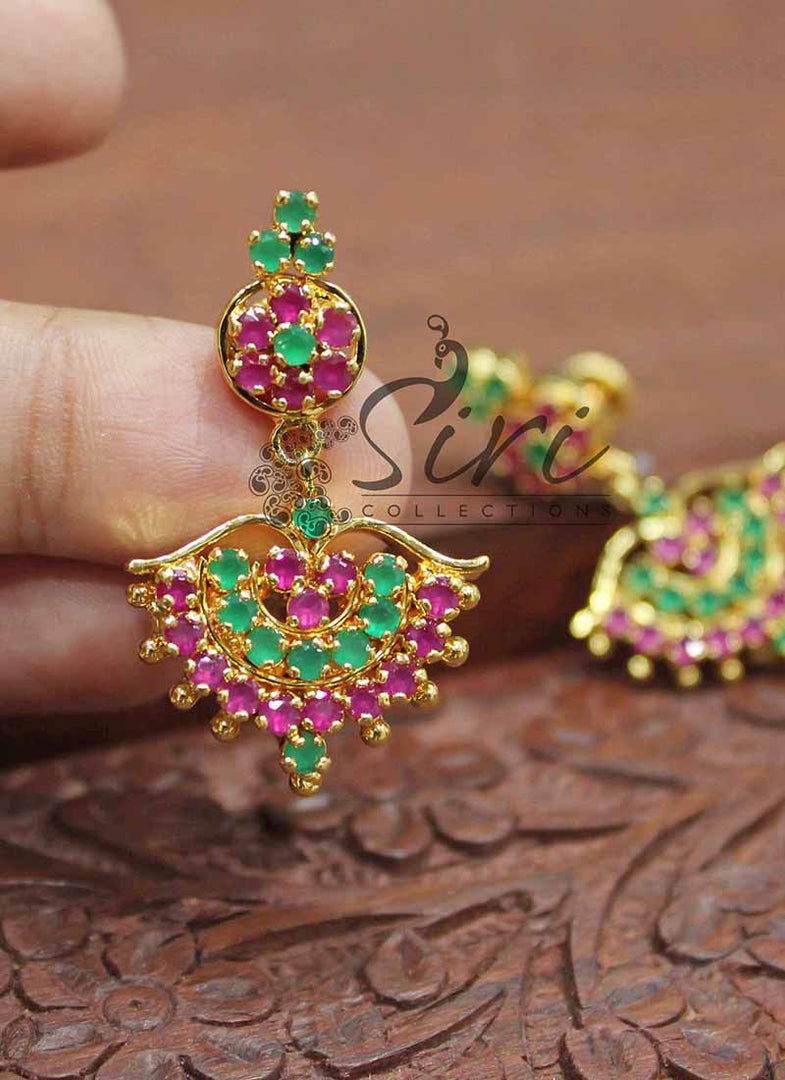 Emerald Ruby Micro Polish Gold Plated Earrings