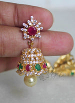 Load image into Gallery viewer, Beautiful CZ Stone Jhumkas