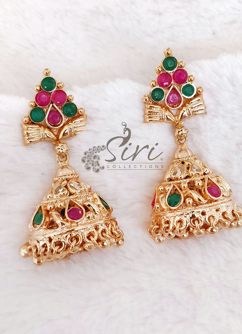 Traditional Multi Stone Jhumkis