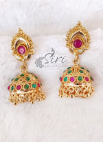 Load image into Gallery viewer, Beautiful Multi Stone Jhumkis in Gold Micro Polish
