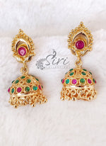 Load image into Gallery viewer, Beautiful Multi Stone Jhumkis in Gold Micro Polish